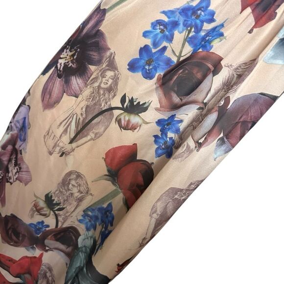 Ted Baker floral one shoulder chiffon pleated maxi Dress size 3 / large - Picture 6 of 9